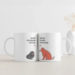 Duo de mugs personnalisés - Couple d'animaux