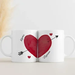 Duo de mugs personnalisés - Cœur