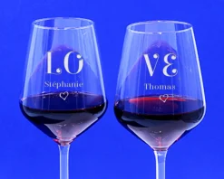 Duo de verres à vin personnalisables - Love