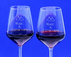 Duo de verres à vin personnalisables - Nid d'amour