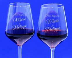 Duo de verres à vin personnalisables - Message