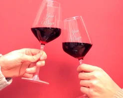 Duo de verres à vin personnalisables - Message