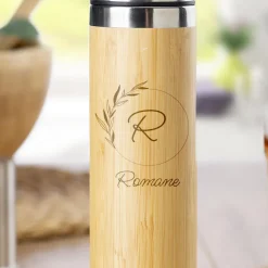 Gourde en bambou personnalisée - Monogramme
