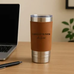 Gourde en cuir personnalisée - Message générique