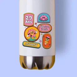 Gourde en inox personnalisée - Stickers Rétro