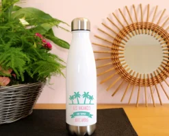 Gourde isotherme en inox personnalisable - Collection Été Palmier