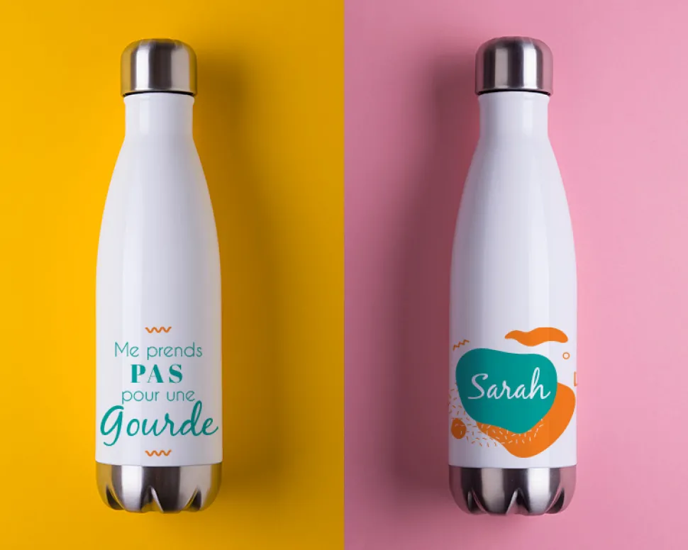 Gourde isotherme en inox personnalisable - Message