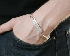 Gourmette gravée Homme en Argent poli