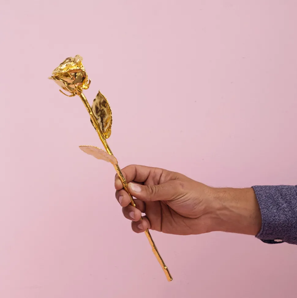 Grande rose en or dans son écrin personnalisable - Date Marquante