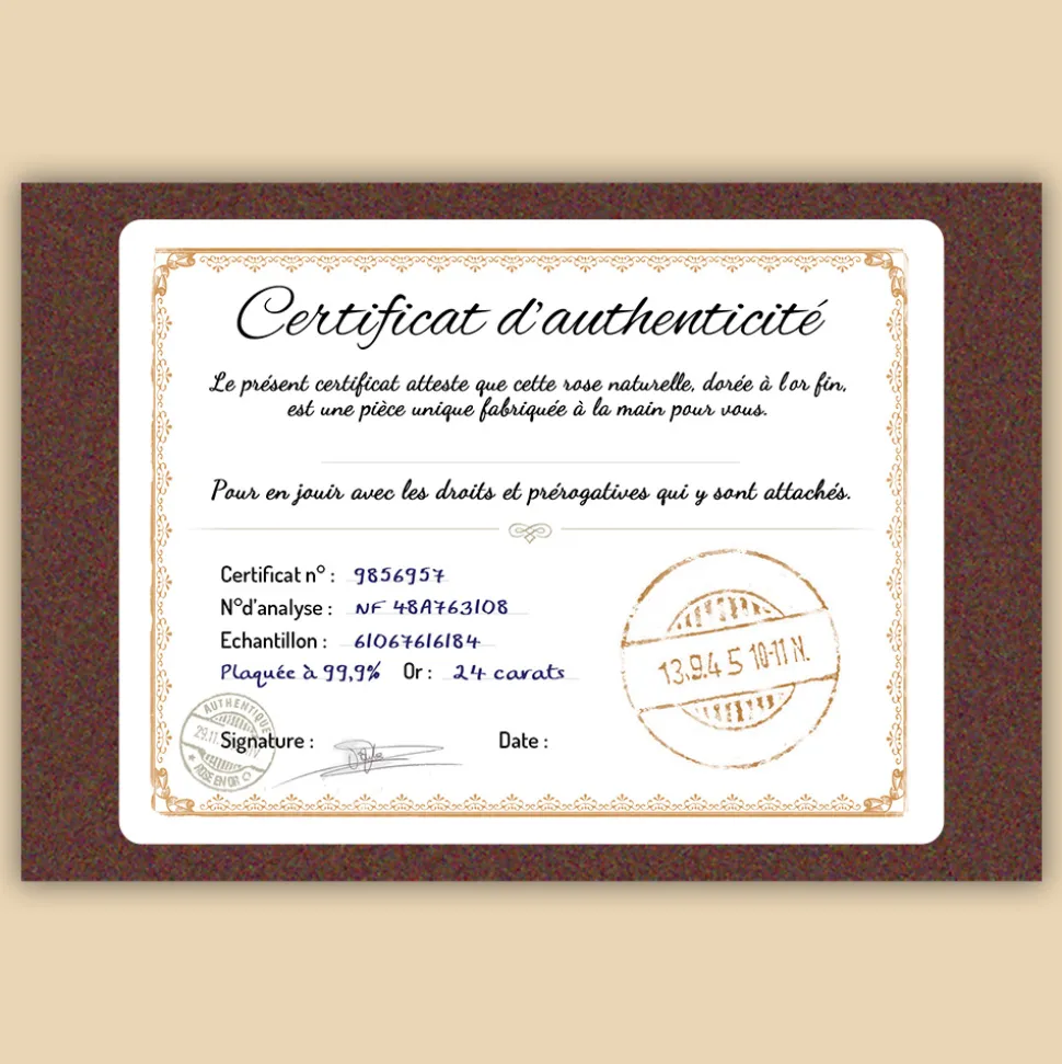 Grande rose en or dans son écrin personnalisable - Date Marquante