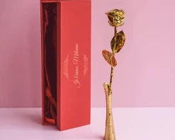 Grande rose en or dans son écrin personnalisable - Message