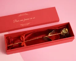 Grande rose en or dans son écrin personnalisable - Message