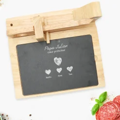 Guillotine à saucisson personnalisée - Papa et ses petits coeurs