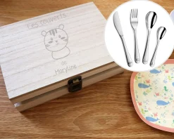 Kit couverts enfant gravé - Animaux