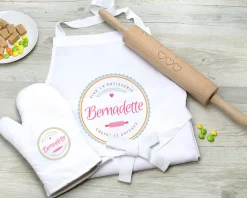 Kit pâtisserie - Rouleau à pâtisserie, gant de cuisine et tablier personnalisables