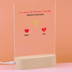 Lampe 3D personnalisée - Maman et ses petits coeurs
