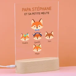 Lampe 3D personnalisée - Papa Renard et sa meute
