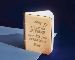 Lampe livre lumineux personnalisé couple - Aujourd'hui je t'aime depuis