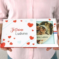 Maxi coeur chocolat personnalisé - Photo et message
