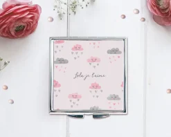 Miroir de sac - Pluie de coeurs