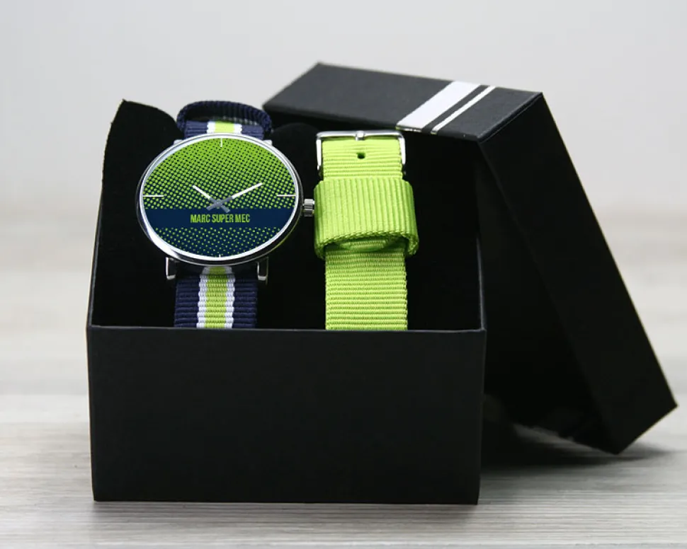 Montre duo Bleu vert Message