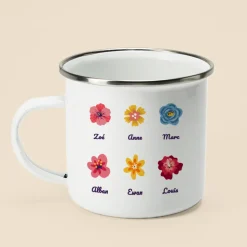 Mug émaillé personnalisé - Famille fleurs