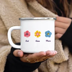 Mug émaillé personnalisé - Famille fleurs