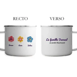 Mug émaillé personnalisé - Famille fleurs