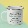 Mug émaillé personnalisé - Message positif