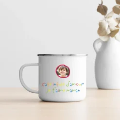 Mug émaillé personnalisé - Mots d'enfants