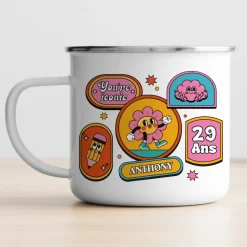 Mug émaillé personnalisé - Stickers Rétro