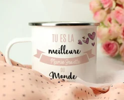 Mug émaillé personnalisé femme - Meilleure du monde