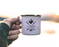 Mug émaillé personnalisé message - Montagnes