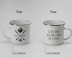 Mug émaillé personnalisé message - Montagnes