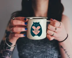 Mug émaillé personnalisé message - Chat