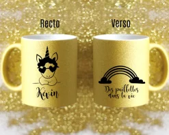 Mug personnalisé à paillettes - Licorne