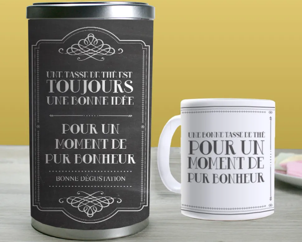 Mug personnalisé avec boîte à thé - Message