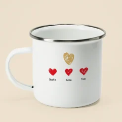 Mug personnalisé émaillé - Papa et ses petits coeurs