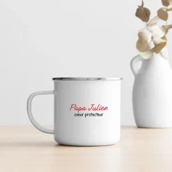 Mug personnalisé émaillé - Papa et ses petits coeurs