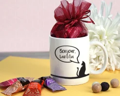 Mug personnalisé prénom - Mon petit chat - Avec chocolats Monbana