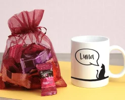 Mug personnalisé prénom - Mon petit chat - Avec chocolats Monbana