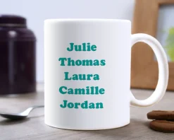 Mug personnalisé prénoms - Coeur Famille