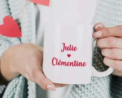 Mug personnalisé prénoms couple - Coeur