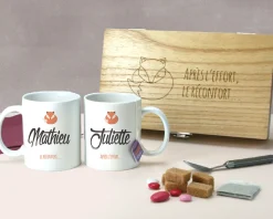 Mugs personnalisés avec boîte à thé - Prénoms Couple