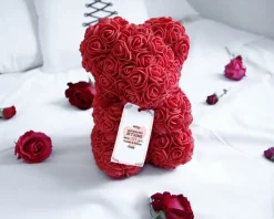 Ours en roses avec carte personnalisée - Aujourd'hui je t'aime depuis