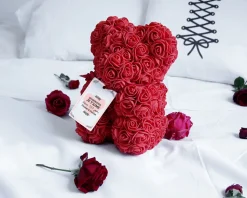 Ours en roses avec carte personnalisée - Aujourd'hui je t'aime depuis
