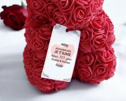Ours en roses avec carte personnalisée - Aujourd'hui je t'aime depuis
