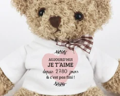 Ourson personnalisé - Aujourd'hui je t'aime depuis X jours