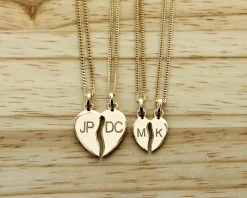 Pendentif personnalisé Coeur à Partager - Plaqué Or 14 carats