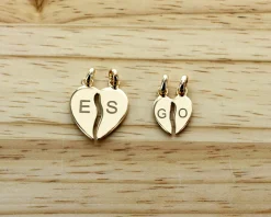 Pendentif personnalisé Coeur à Partager - Plaqué Or 14 carats